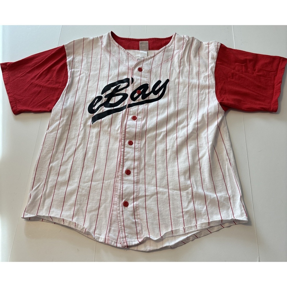 Badger Sport eBay Employee Company Softball Baseball Jersey Red Pinstripe Large